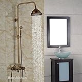 Brass Antique Wall Mounted Shower Mixer Faucet Set Bathroom Outdoor Bath Shower Mixer Taps (total go