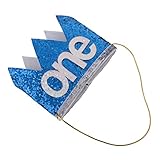 ノーブランド品 キラキラ　赤ちゃん　誕生日　帽子　パーティー　王冠　クラウン　伸縮性　ヘッドバンド　青