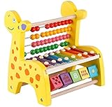 MSP 木のおもちゃ キリン形 そろばん 幼児 知育 玩具 玉 ビーズ