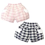 (ブラック/95cm) ベビー服 女の子 3分丈 パンツ ボトム UZULAND 綿100％ クレープ生地 チェック柄 レース装飾 女児 ベビー