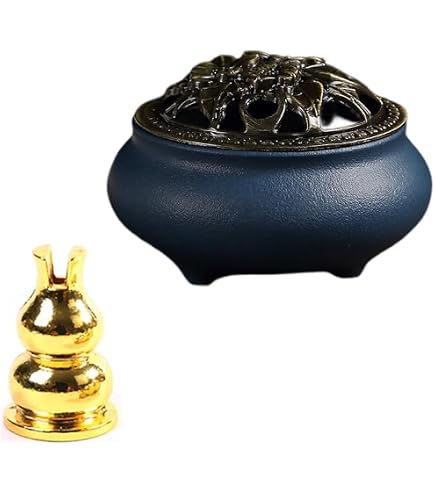 Amazon.co.jp: 香炉 お香立て 線香立て 陶器 蓋付き 難燃綿と香立て