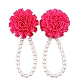 かわいい　パール　シフォン　裸足　子供　アンクレット アクセサリー 　足　花　ビーチ (赤)