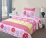 ピンクフローラルKidsストライプベッドスプレッドキルトセットThrow Blanket Twin Size 2 Pcs Quilt Set
