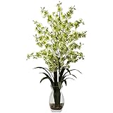 Nearly Natural 1294-GR Dancing Lady Orchid with Vase Arrangement, Green [並行輸入品]