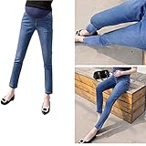マタニティ パンツ デニム ズボン 妊婦ジーンズ ジーパン スキニー 妊娠中 産前産後 ストレッチ レディース 春 夏 秋 冬 ボトムス 妊婦服 ウエスト 調整機能 美脚 (M)