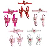 Ziyier裸足サンダル、ヘッドバンドフラワーバタフライシフォン布サイズ5 cm Suitable for Baby Girls快適耐久性Looks美しい5パック