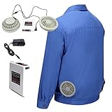 夏 空調服 空調風神服 長袖ブルゾン 作業服 熱中症対策 ファン バッテリー セット ワークウェア 現場工事 綿 (M)
