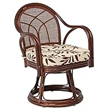 不二貿易 ラタン 回転 チェアー ハイ  ブラウン 89305