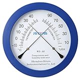 気象計 温度湿度計 高品質温湿度計 壁掛け用 丸型 25cm （ブルー）