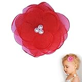 Pearl Poppy Flower Hair Clip - Girl TruStay Clip - Best NO Slip Barrette For Fine Hair (GC7-Red) by 