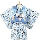 ベビー キッズ 被布セット 着物 男の子 和装 ベビー服 80cm 1歳 白色 兜 家紋 屋車