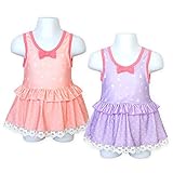(パープル/80cm)ベビー 水着 スイムウエア Whole ホール 女の子 ワンピース UVカット マリン柄 リボン フリル レース ネームタグ付 女児 ベビー
