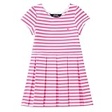 ポロ ラルフ ローレン 半袖 ワンピース Striped pleated ponte dress ベビー ストライプ ボーダー 女の子 (サイズ：2T、カラー：Bright rose/White） P