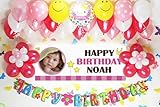 A068☆風船セット■お誕生日を飾りましょ♪【 写真+名前入り 横断幕♪　PHOTOバナー】フォトバナー / 誕生日横断幕　パーティー装飾用品　◆横断幕+バルーン装飾...
