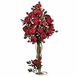 Nearly Natural 2126-RD 38.5' Peony with Leaves Stem (Set of 12) Red [並行輸入品]