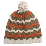 ニット帽 子供 キッズ 女の子 波柄 ニットキャップ ニット帽子 雪遊び ブラウン F