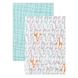 Yoga Sprout Muslin Swaddle Blankets, Teal Giraffe, 46 x 46