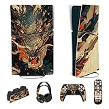PlayVital 新モデルps5 Slim本体デジタルバージョンに対応用スキンシールステッカー、ps5ヘッドセット＆充電ステーション＆リモコンに対応用スキンシール、ps5コントローラーに対応用スキンステッカー【ドラゴンの激怒】