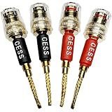 CNCESS CESS-220 ピンバナナプラグから4mmメスバナナジャック/スピーカーワイヤー、4個パック(編組タイプから4mm)