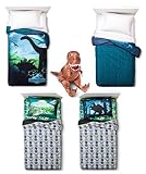 Universal Jurassic World Twin Bedding 5 Piece Set - Reversible Comforter, 3 Piece Sheet Set and Indo