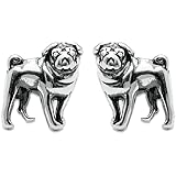 Boma Jewelry Sterling Silver Pug Dog Stud Earrings, Sterling Silver
