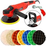 TCP Global Powerful 7" Variable Speed Polisher with Digital RPM Display with 6-Waffle Foam Polishing