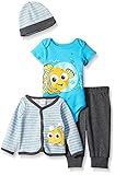 Disney Baby Boys' 4-Piece Finding Nemo Cardigan Set with Bodysuit Grey 6/9 Months [並行輸入品]