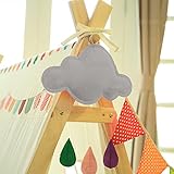 yazi-ベビー　ベッドメリー　モビール　グレー　雲とカラフル雨滴　子供部屋　装飾　デザイン小物　子供写真撮影の小道具　出産祝い 入園祝い 誕生日プレゼント