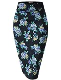 HyBrid & Company レディーズ エラスティック ウエスト ストレッチ オフィス ペンシル スカート ビューティフル プリント 3X マルチカラー