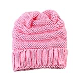 幼児の少年少女 ニットかぎ針編み ビーニー 帽子 伸縮性のある 冬の暖かいスキーキャップ (ピンク)