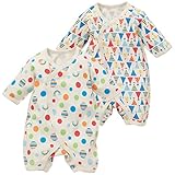 西松屋 OC 2枚組長袖カバーオール肌着（オーガニック/カラフルマルチ柄）【新生児・60cm】 新生児 新生児