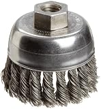 Weiler Wire Cup Brush, Threaded Hole, Steel, Partial Twist Knotted, Single Row, 2-3/4 Diameter, 0.02