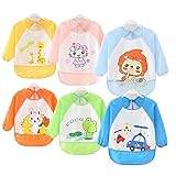 (エレキモチーブ) ElecMotive 6枚 お食事用防水ビブ 長袖タイプ 6~36ヶ月 6点セット