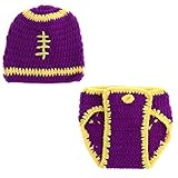 Perfk 写真の小道具　赤ちゃん帽子　新生児ニットかぎ針編みの服　　　ビーニー　手作り　全8様式 - パープルセット