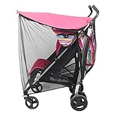 赤ちゃんのベビーカーのカバーのためのソフト昆虫のネットティングアンチUVサンシェード-赤