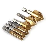 6本 面取りカッター カウンターシンク HSSの面取り皿1/4 \"六角シャンク 90度の木の面取りの刃6mm - 19mm