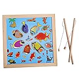 Domybest　子供おもちゃ　さかなつり　木製　魚釣りゲーム フィッシングゲーム 釣り遊び マグネット　木のおもちゃ パズル　知育玩具 親子