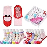 Epeius Baby Girls Anti Slip Cozy Socks with Stripes for 1-3 Years Non-skid Bowknot Stripe Infants an
