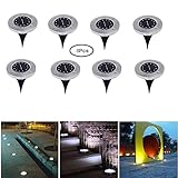 Wholehot　LEDソーラーガーデンライト　埋め込み式　12LEDソーラーライト　ソーラー充電式　夜間自動点灯　屋外照明　車道/芝生/ 庭/公園に　アウトドア用ライト　IP44防水対応　(8個入り