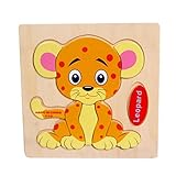 Little star Baby Toys Child Educational Animals 3D Puzzle Wooden Toys Birthday Gift Leopard [並行輸入品]