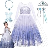 [KALAOK] ドレス 子供 ディズニー風 プリンセス ドレス ハロウィン コスプレ 子供 ディズニープリンセス 変身 仮装 white 140CM