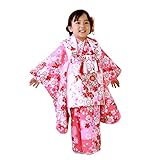 「【75】ピンク地に桜と蝶/被布：白」七五三 着物 3歳 被布着物7点セット