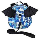 Sumnacon 迷子防止ひも リード付き リュックバッグ ぬいぐるみ 可愛い動物たち (コウモリ(迷彩ブルー))