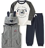 Kids Headquarters Baby 3 Pieces Hooded Vest Pants Set Gray 18 Months [並行輸入品]