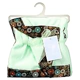 Little Beginnings Coral Fleece Blanket with Printed Satin Trim, Blue by Little Beginnings