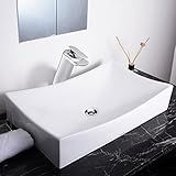 aquaterior磁器セラミック容器シンク+クロム蛇口+ポップアップ排水セットforバスルーム洗面所 10" Faucet & XL Rectangle Sink ホワイト 81SET017-11C