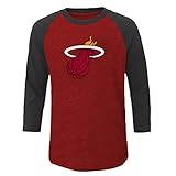 NBA Miami Heat子チーム3 / 4 Sleeve Slub JerseyクルーTシャツ、XL、レッドヘザー/ Chafe