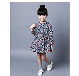 (チェリーレッド) CherryRed 子供服 ワンピース 女の子 フォーマル 花柄 長袖 コットン 春 秋 入園式 入学式 110 ブルー