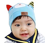 【SEBLES】ベビー 赤ちゃん 帽子 ニット帽 ベイビー コットン混紡 綿 角 くまちゃん クマ なりきり 春 秋 ユニセックス 女の子 3-12ヶ月(ソフトトブルー)