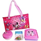 4 Minnie Mouse Toy Gift Set - Large Insulated Lunch Tote (11.75" X 7.25" X 6"), Minnie Mouse Sandwic